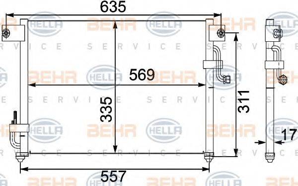 BEHR HELLA SERVICE 8FC351304201 Конденсатор, кондиціонер