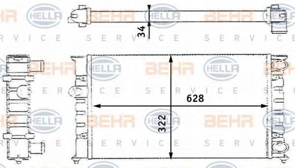 BEHR HELLA SERVICE 8MK376713421 Радіатор, охолодження двигуна