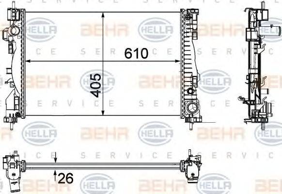 BEHR HELLA SERVICE 8MK376756261 Радіатор, охолодження двигуна