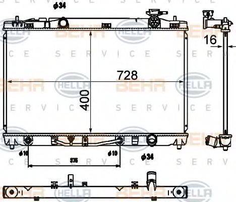 BEHR HELLA SERVICE 8MK376790201 Радіатор, охолодження двигуна