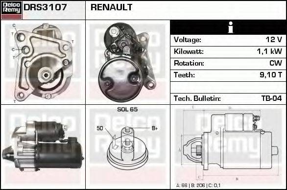 DELCO REMY DRS3107 Стартер