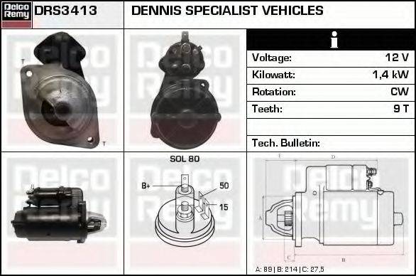 DELCO REMY DRS3413 Стартер