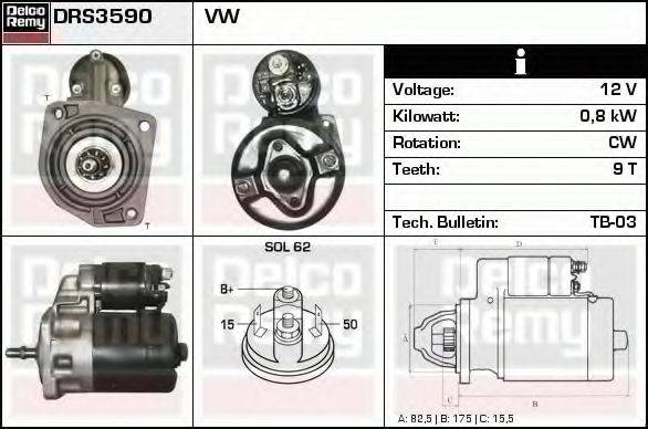 DELCO REMY DRS3590 Стартер