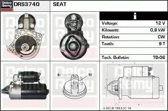 DELCO REMY DRS3740 Стартер