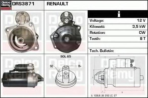 DELCO REMY DRS3871 Стартер