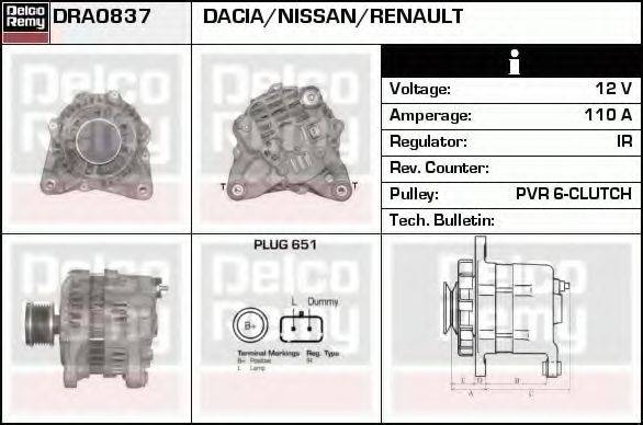 DELCO REMY DRA0837 Генератор