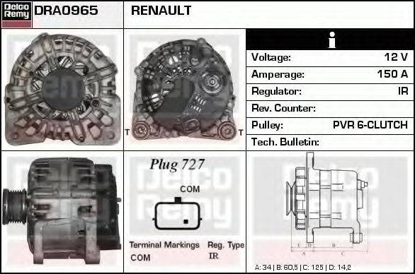 DELCO REMY DRA0965 Генератор