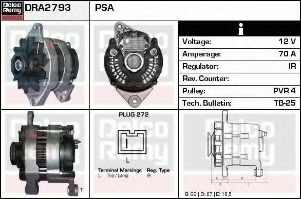 DELCO REMY DRA2793 Генератор