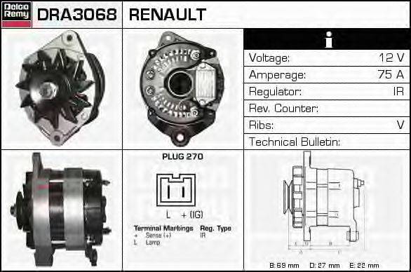 DELCO REMY DRA3068 Генератор