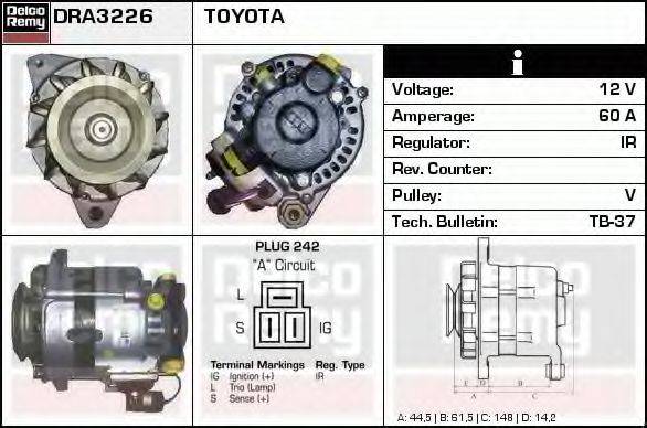 DELCO REMY DRA3226 Генератор