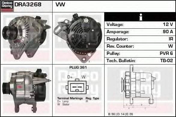 DELCO REMY DRA3268 Генератор