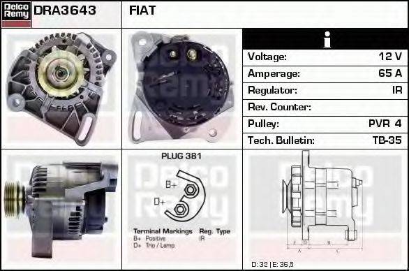 DELCO REMY DRA3643 Генератор