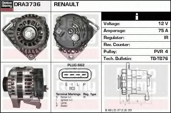 DELCO REMY DRA3736 Генератор