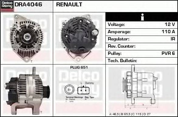 DELCO REMY DRA4046 Генератор