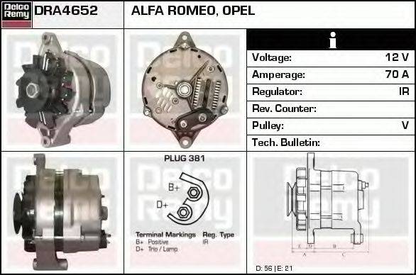 DELCO REMY DRA4652 Генератор