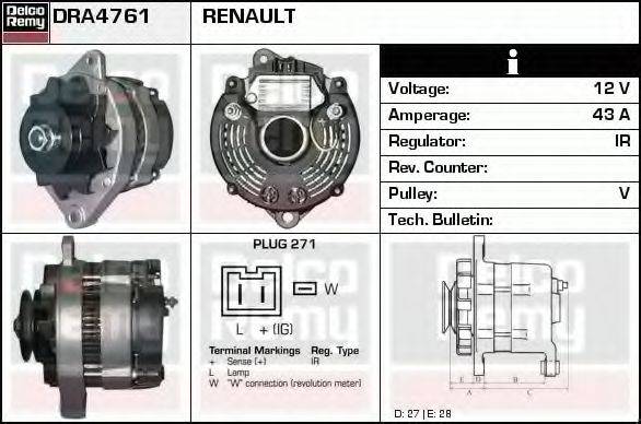 DELCO REMY DRA4761 Генератор