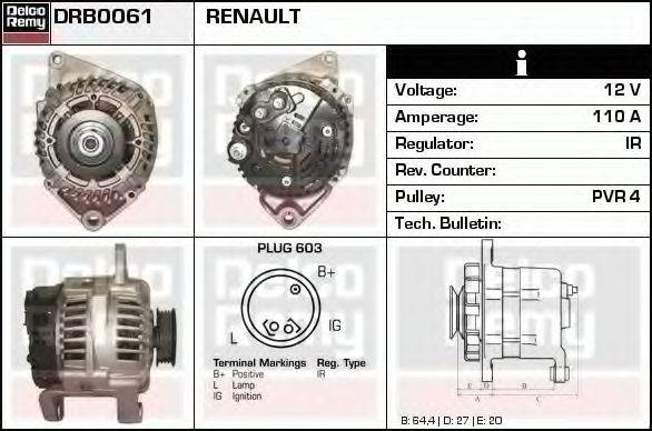 DELCO REMY DRB0061 Генератор