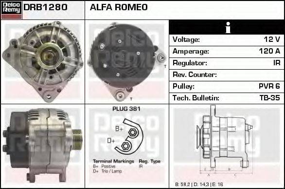 DELCO REMY DRB1280 Генератор