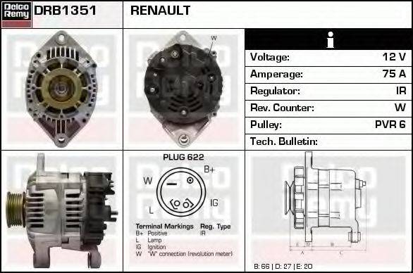 DELCO REMY DRB1351 Генератор