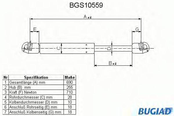 BUGIAD BGS10559 Газова пружина, кришка багажника