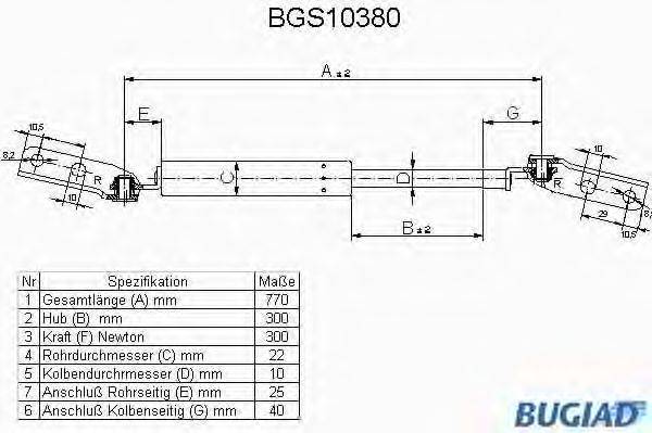 BUGIAD BGS10380 Газова пружина, кришка багажника