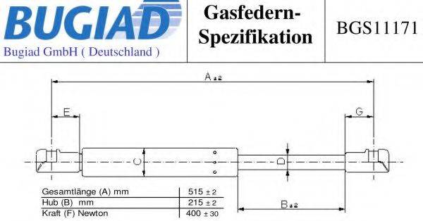 BUGIAD BGS11171 Газова пружина, кришка багажника