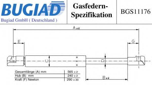 BUGIAD BGS11176 Газова пружина, капот
