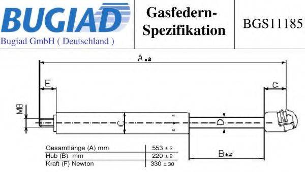 BUGIAD BGS11185 Газова пружина, капот