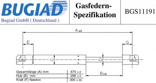 BUGIAD BGS11191 Газова пружина, капот