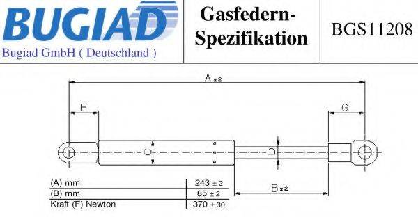 BUGIAD BGS11208 Газова пружина, кришка багажника