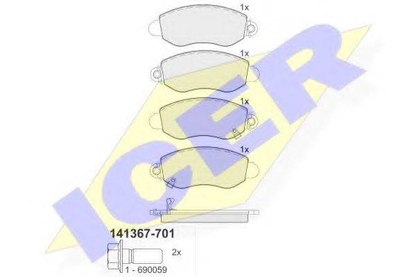 ICER 141367701 Комплект гальмівних колодок, дискове гальмо