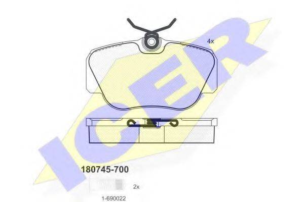 ICER 180745700 Комплект гальмівних колодок, дискове гальмо