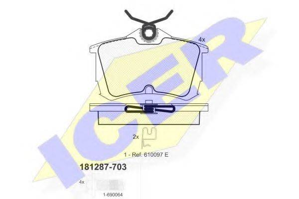 ICER 181287703 Комплект гальмівних колодок, дискове гальмо