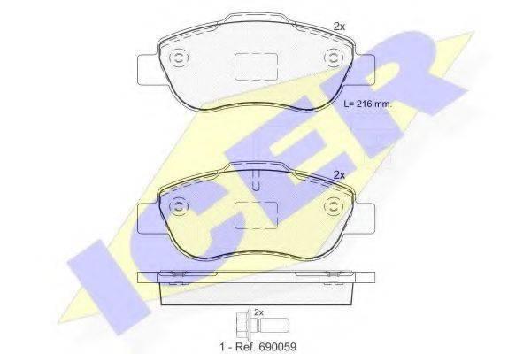 ICER 181843203 Комплект гальмівних колодок, дискове гальмо