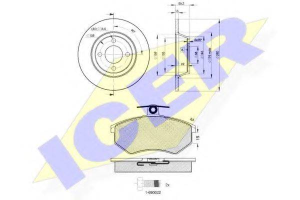 ICER 308358014 Комплект гальм, дисковий гальмівний механізм