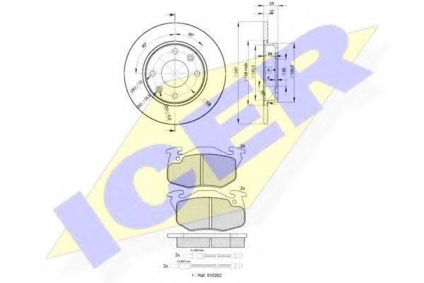 ICER 308664689 Комплект гальм, дисковий гальмівний механізм