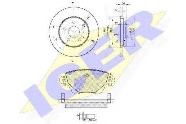 ICER 313816768 Комплект гальм, дисковий гальмівний механізм