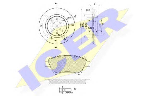 ICER 315793550 Комплект гальм, дисковий гальмівний механізм