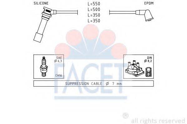 FACET 49738 Комплект дротів запалювання