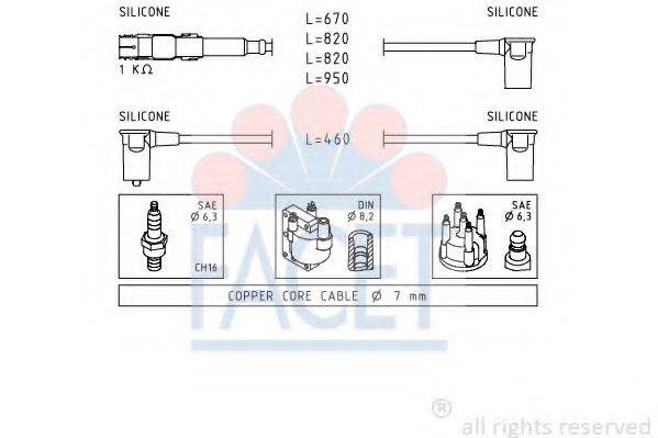 FACET 49654 Комплект дротів запалювання