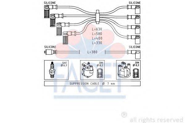 FACET 48808 Комплект дротів запалювання