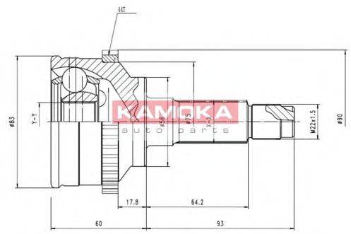 KAMOKA 6598 Шарнірний комплект, приводний вал