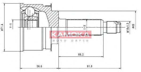 KAMOKA 7022 Шарнірний комплект, приводний вал