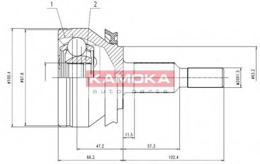 KAMOKA 7526 Шарнірний комплект, приводний вал