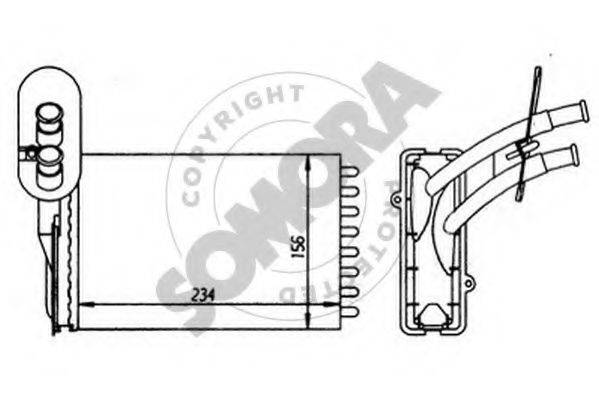 SOMORA 350550 Теплообмінник, опалення салону; Радіатор, охолодження двигуна