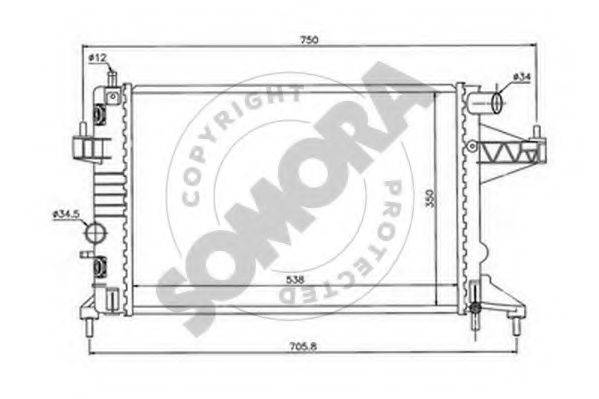 SOMORA 212540D Радіатор, охолодження двигуна