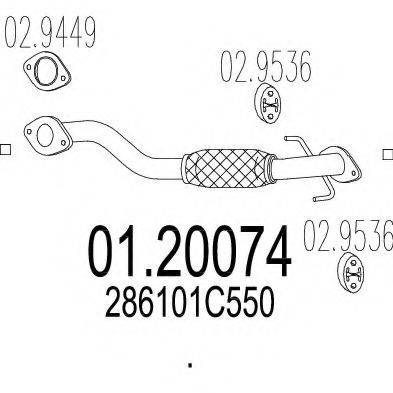 MTS 0120074 Труба вихлопного газу