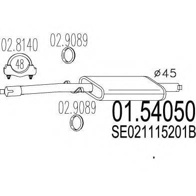 MTS 0154050 Середній глушник вихлопних газів