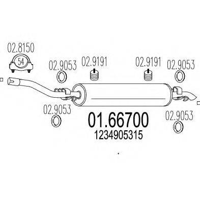 MTS 0166700 Глушник вихлопних газів кінцевий