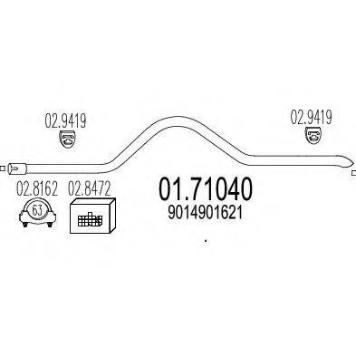 MTS 0171040 Труба вихлопного газу